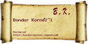 Bondor Kornél névjegykártya