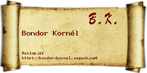 Bondor Kornél névjegykártya